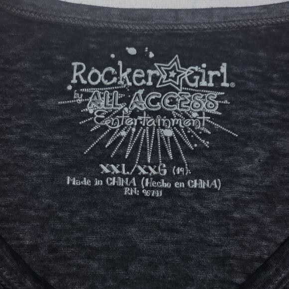 Rocker Girl By All Access Burn Out Reindeer Graphic Tee Size XXL Grunge Holiday - Picture 3 of 8